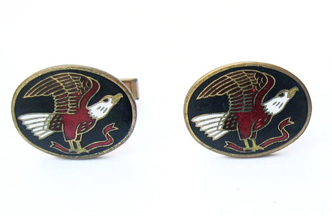 Gold Filled Patriotic Enamel Eagle Cuff Links 1960's
