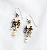 Moonstone & Pearl Chandelier Pierced Earrings