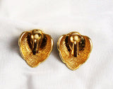 Back of White Enamel Rhinestone & Pearl Clip On Earrings