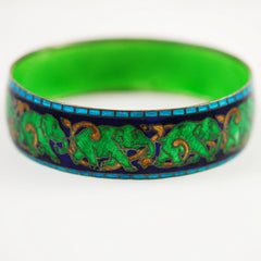 Green & Blue Elephant Cloisonne Enamel Bracelet