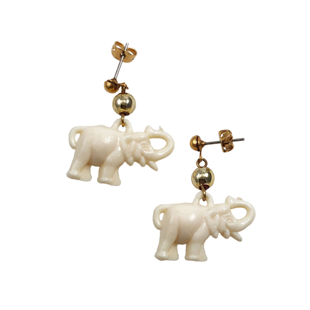 Elephant Earrings Vintage Plastic