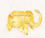 Back of Gold Tone Elephant Brooch Vintage