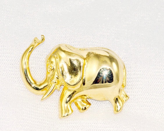 Gold Tone Elephant Brooch Vintage