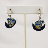 Vintage Enamel Cat Earrings on Sterling