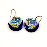 Vintage Enamel Cat Earrings on Sterling