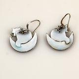 Enamel Cat Earrings on Sterling