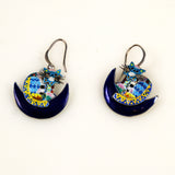 Enamel Cat Earrings on Sterling Vintage