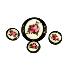 Victorian Enamel & Sterling Brooch and Button Set