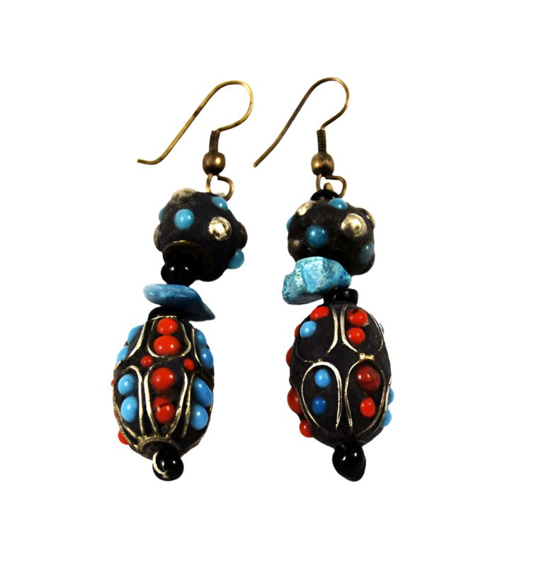 Antique Exotic Kashmiri Beaded Earrings