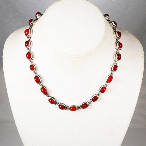 Red Coral & Sterling Necklace Set By EXEX – Estatebeads