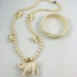 faux ivory elephant bangle and necklace