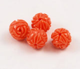 Celluloid Carved Coral Flower Beads