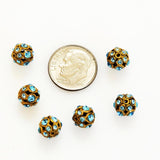 Swarovski Aquamarine & Gold Encrusted Filigree Beads