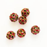 Swarovski Rose & Ruby Gold Encrusted Filigree Beads