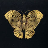 Large Gold Filigree Butterfly Brooch
