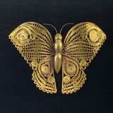 Gold Filigree Butterfly Brooch