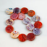Fire Crackle Agate Coin Beads