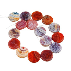 Fire Crackle Agate Coin Beads