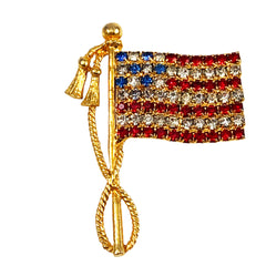 Rhinestone American Flag Brooch Vintage
