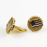Gold USA Flag Enamel Cuff Links