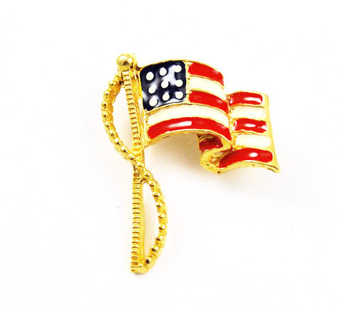 Patriotic Enamel US Flag Brooch Vintage