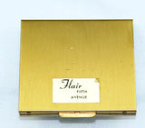 Back of Flair Fifth Avenue Lucite Compact with label