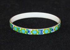 Vintage Blue & Green Floral Enamel Bracelet