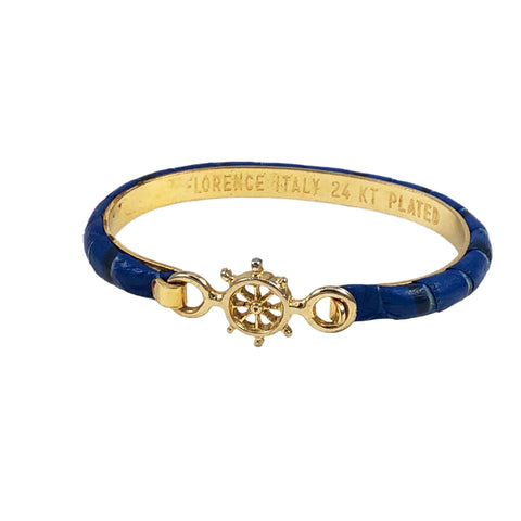 Florence Italy Bracelet 24K Gold Plated Blue Vintage