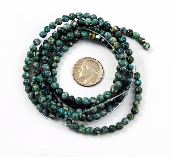 Teal Green Fossil Gemstone Bead Strands 4mm