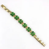 Four Leaf Clover Green Gold Bracelet Vintage
