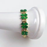 Four Leaf Clover Green Gold Bracelet Vintage