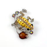 Rhinestone & Enamel Frog Brooch CN