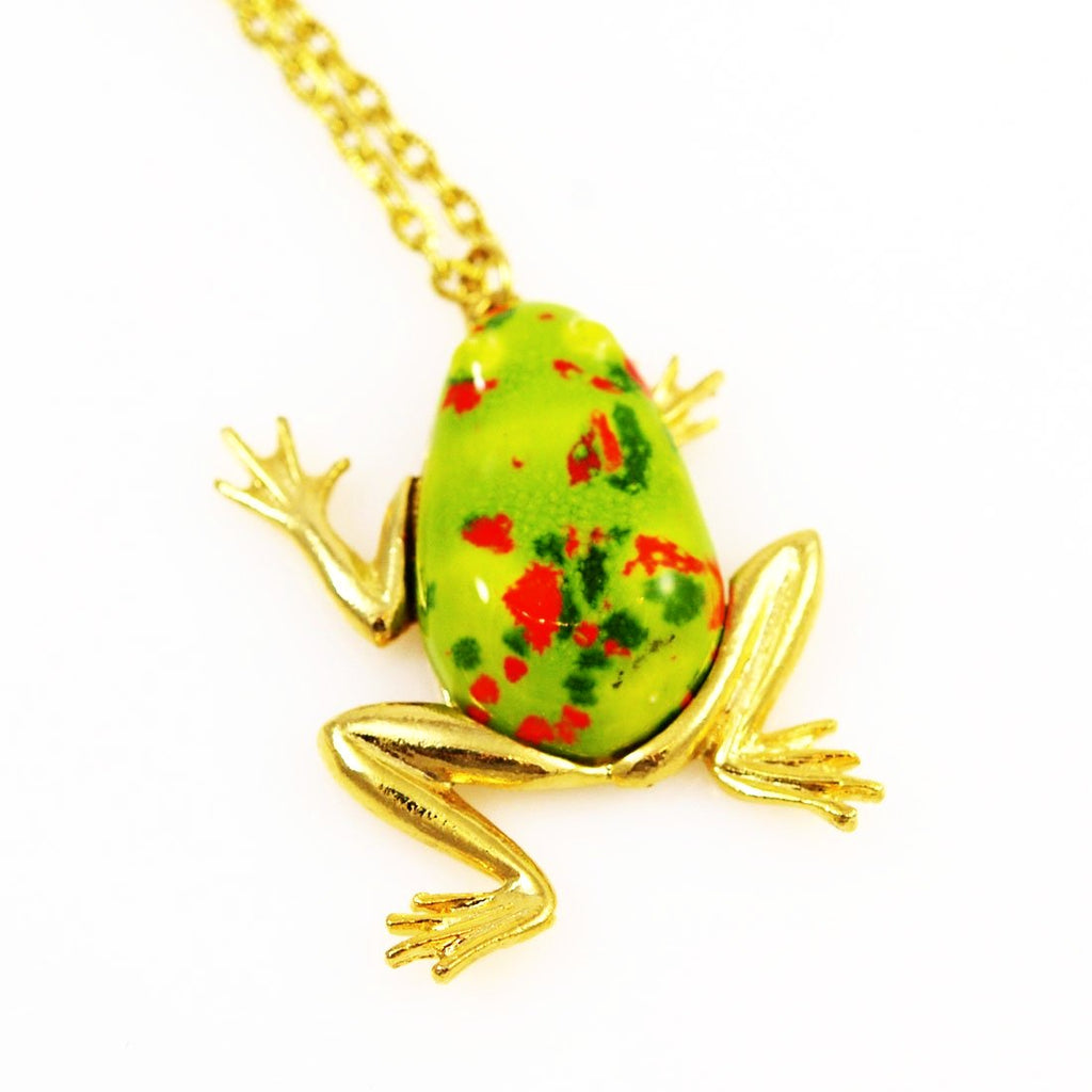 Hand Painted Frog Necklace Vintage