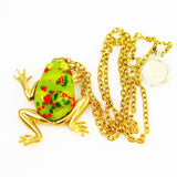 Hand Painted Frog Necklace Vintage