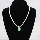 White Freshwater Pearl & Turquoise Necklace