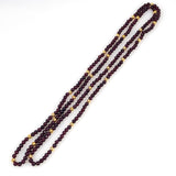 Long Garnet and 14K Gold Bead Necklace