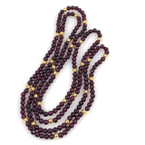 Long Garnet and 14K Gold Bead Necklace