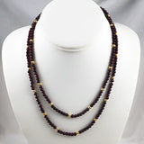 Long Garnet and 14K Gold Bead Necklace