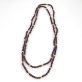 Long Garnet and 14K Gold Bead Necklace