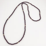 Long Garnet and 14K Gold Bead Necklace Vintage 32 inches