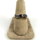 Sterling marcasite ring with garnet