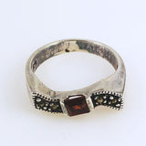 garnet sterling marcasite ring