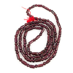 Garnet Gemstone Tubes & Round Bead Strand