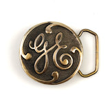 GE Brass Logo Buckle  Vintage