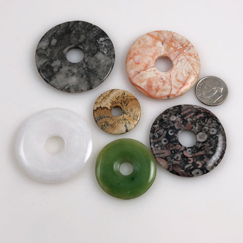 Gemstone Donut Pendants Jade