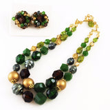 Green & Gold ucite Necklace & Earrings - NWT Germany