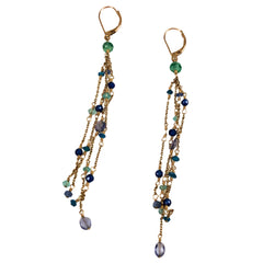 Multi Gemstone Gold Filled Dangle Earrings