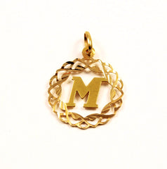Gold Monogram M Pendant Charm 18K