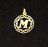Gold Monogram M Pendant Charm 18K