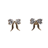 10K Gold Bow CZ Earrings